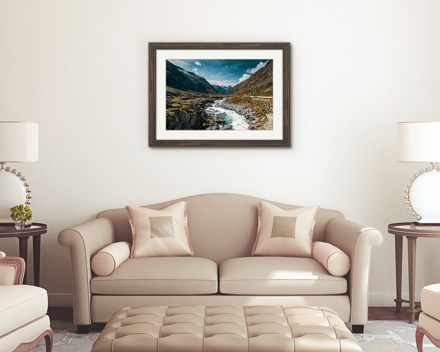 Norwegian mountain road and river wall art decor printable photo