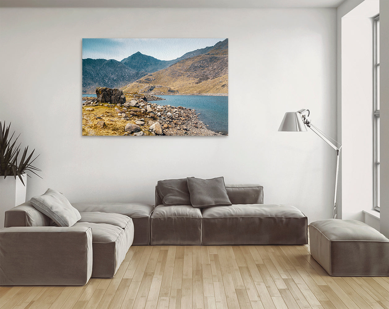 Printable wall art of Welsh mountain landscape with glacial lake
