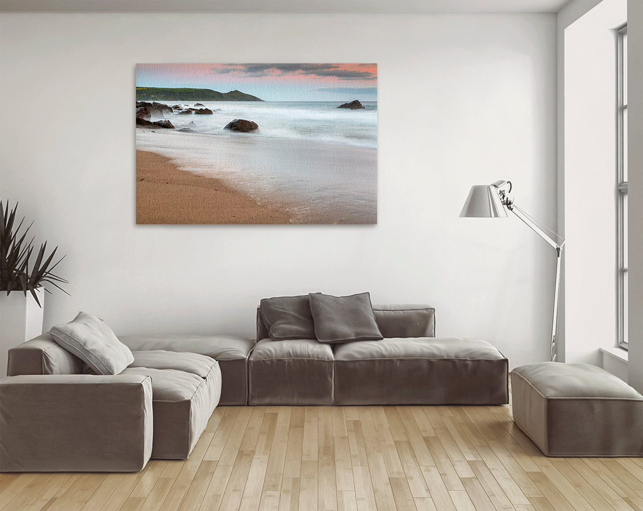 Printable wall art of waves on rocks at Whitsand Bay