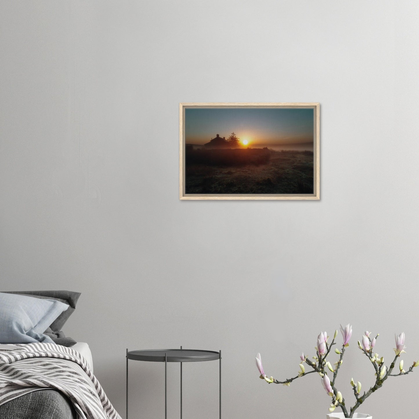 Sunrise behind Nun’s Cross Farm in Devon framed print