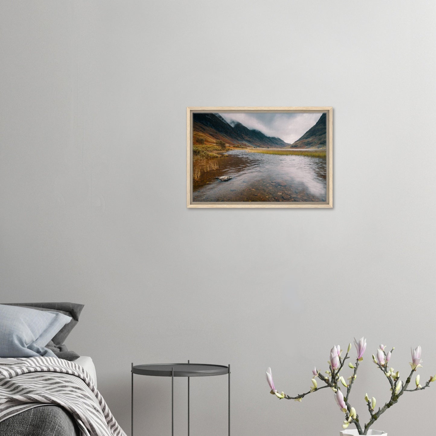 Grassy loch shoreline in Scotland canvas
