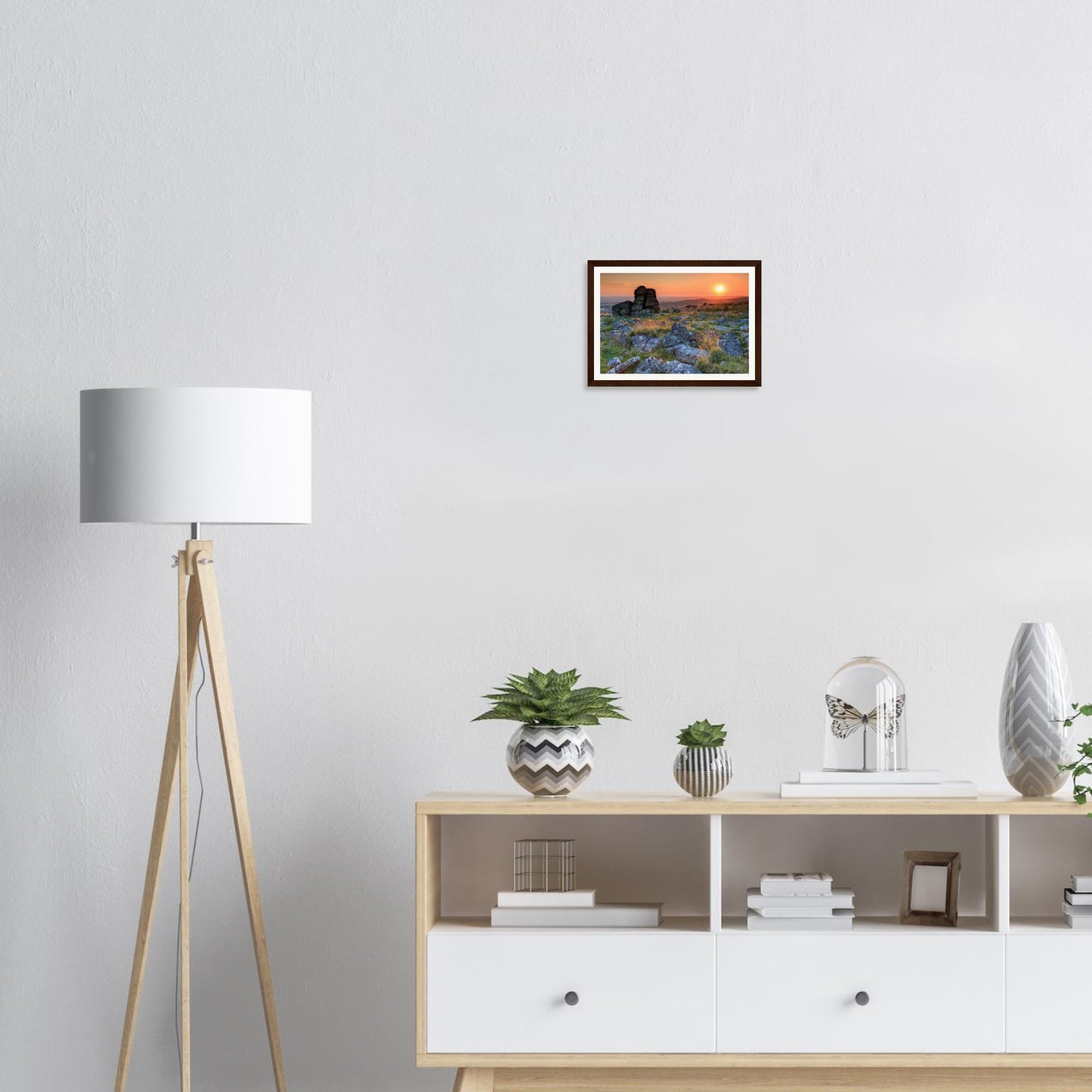 Sunset colours over Leeden Tor framed wall art of Dartmoor