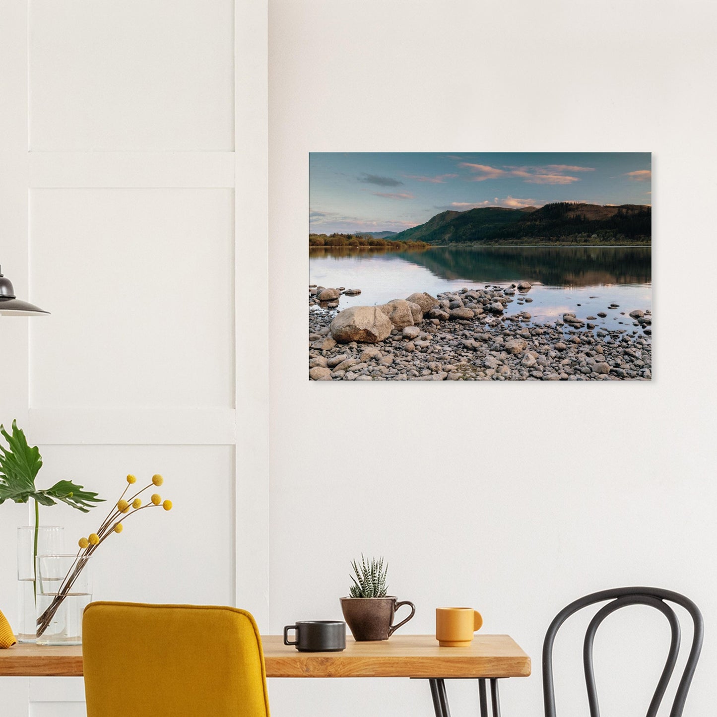 Dreamy Lake District landscape at dusk with peaceful water and moorland