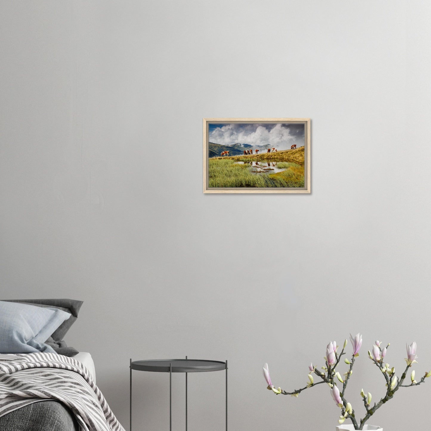 Grazing herd and clear pond in Austria's Panoramabahn print