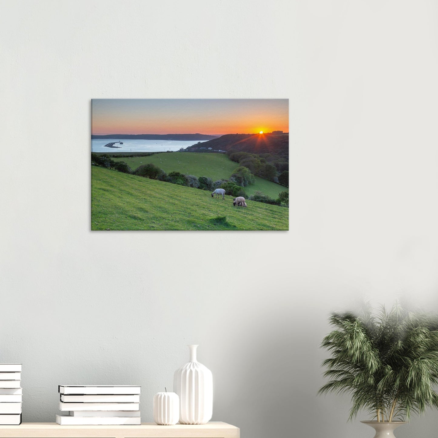 Coastal landscape canvas print of sunset over Plymouth Sound