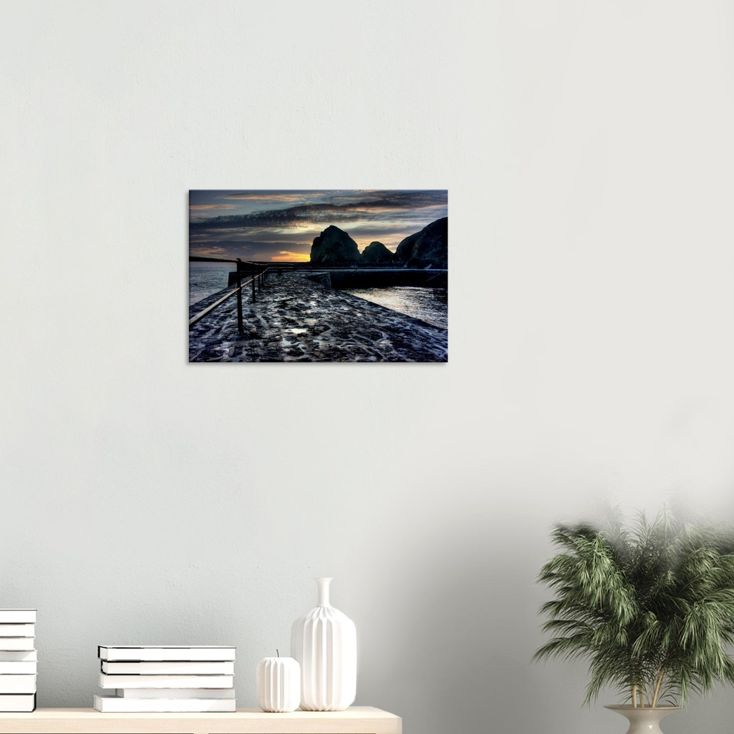 Canvas artwork of Mullion Cove’s slipway at twilight