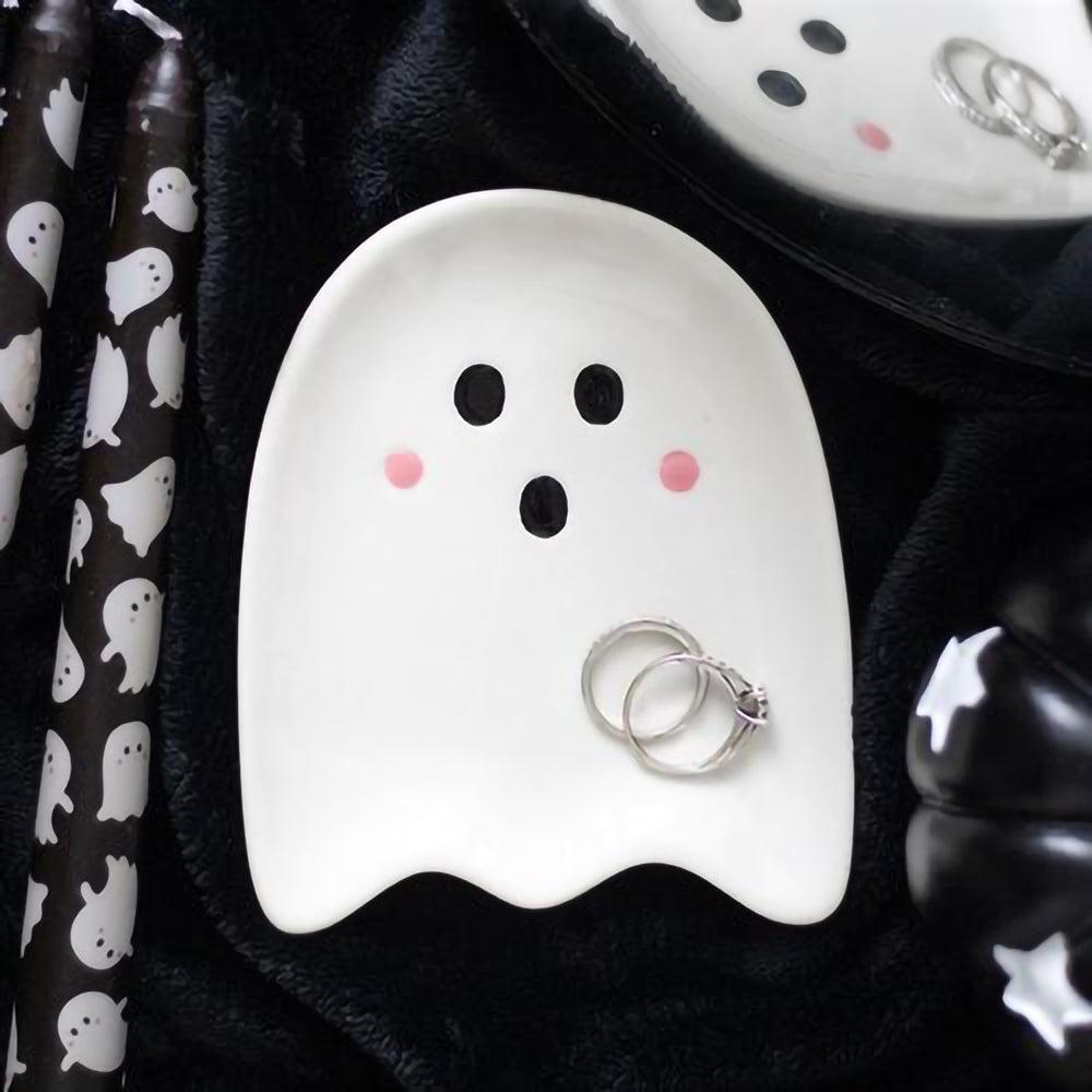 Ghost shaped ceramic trinket dish for Halloween décor