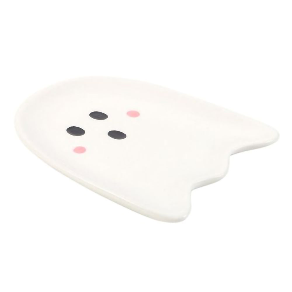 Halloween ceramic dish with ghost silhouette design