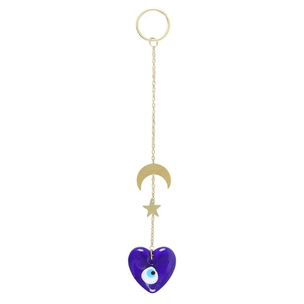 Hanging glass decoration with moon star and protective eye accents