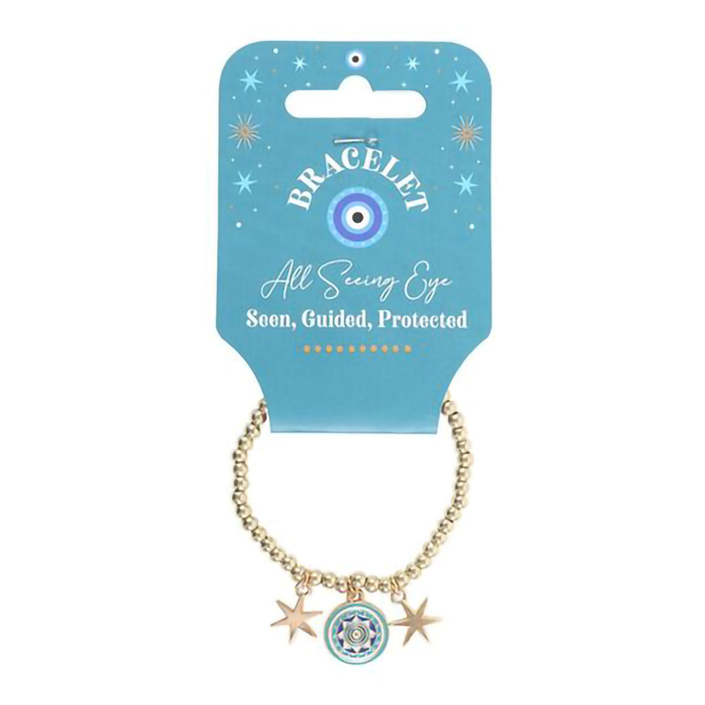 Elasticated bracelet with mystical eye and star charm accents