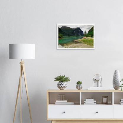 Scenic framed print of Mount Ramnefjell towering above valley