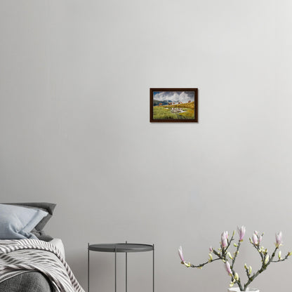 Peaceful alpine farming landscape in Austria framed wall art