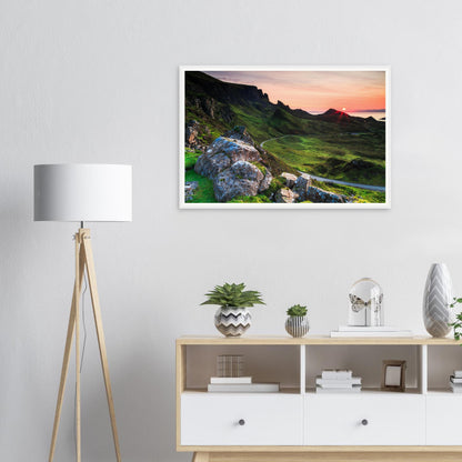 Sunset glow over The Quiraing landscape framed wall art