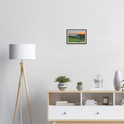 Sunset framed wall art of Plymouth Sound in Devon countryside