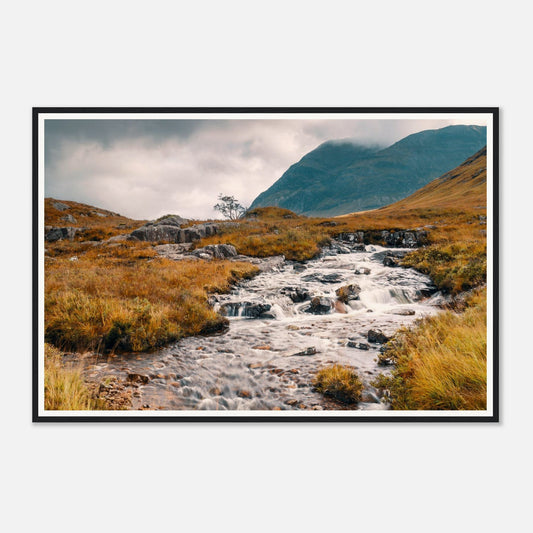 Scenic framed wall art of Glencoe cascade over rocks