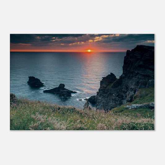 Cornwall coastal sunset at Tintagel captured in wall art