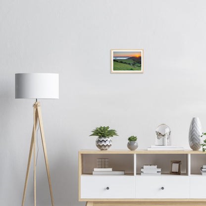 Tranquil Devon coastline framed wall art of Plymouth Sound dusk