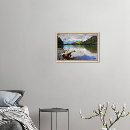 Buttermere Lake framed artwork with weathered driftwood detail
