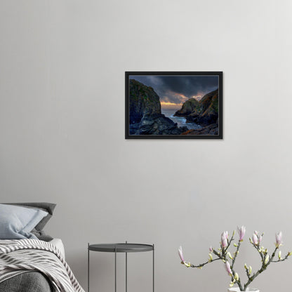 Mullion Cove at the close of day in framed canvas print