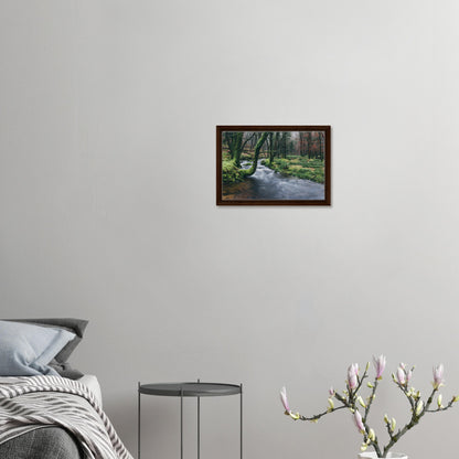 Dartmoor framed canvas featuring trees over river Meavy
