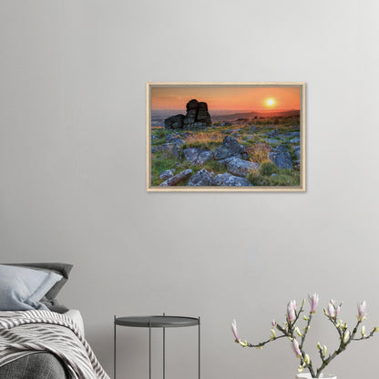 Dartmoor sunset canvas with granite rocks and sky