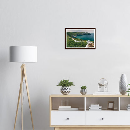 Scenic wall art of Trethevy Tintagel Cornwall ocean blues