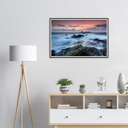 Framed print of Heybrook Bay in Plymouth, Devon at golden hour