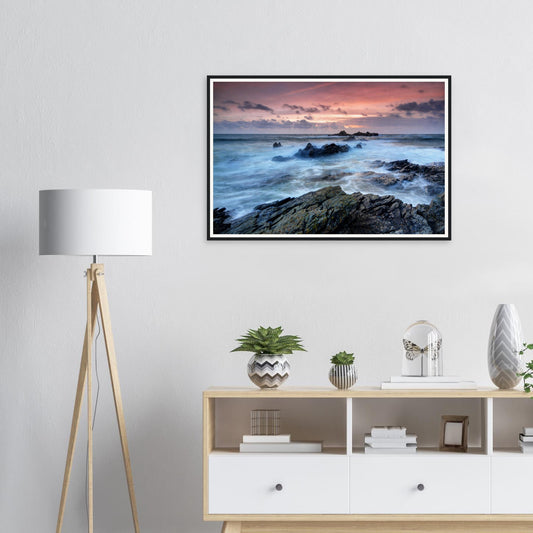 Framed print of Heybrook Bay in Plymouth, Devon at golden hour