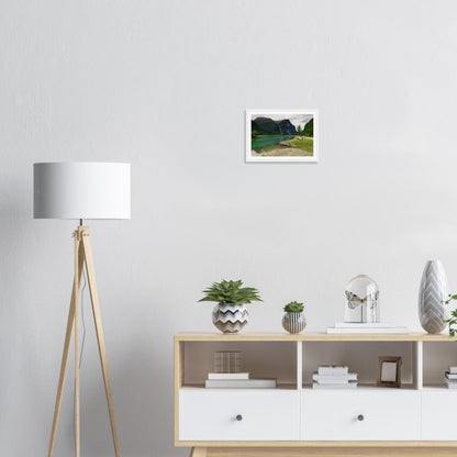 Majestic Norwegian mountain framed wall art with Utigardsfossen
