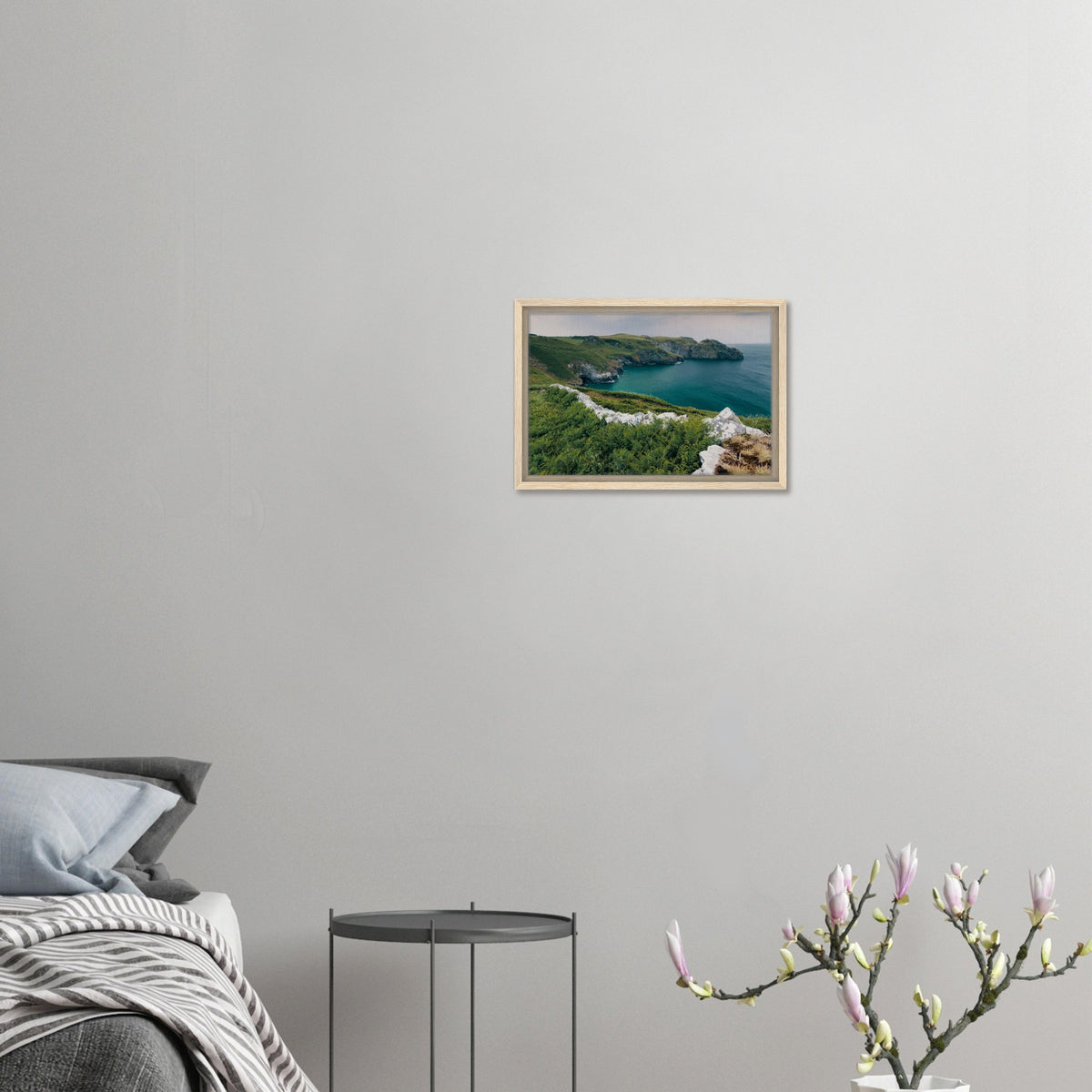Ocean horizon and grassy cliffs canvas