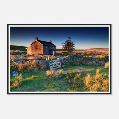 Golden morning light over Nun’s Cross Farm framed wall art