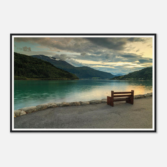 Scenic framed wall art of Innvikfjorden fjord reflections