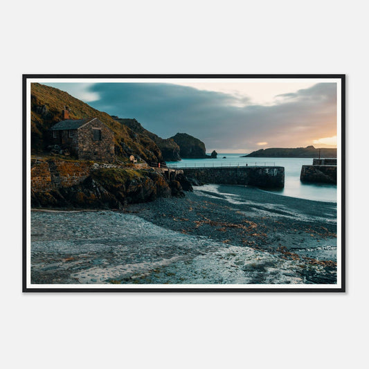 Scenic framed wall art of Mullion Cove with historic quay