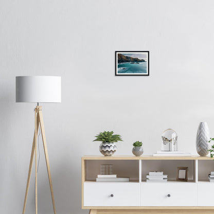Scenic framed wall art of Mullion Cove dramatic Cornish coast