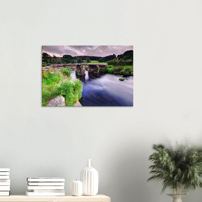 Clapper bridge at Postbridge with silky water effect