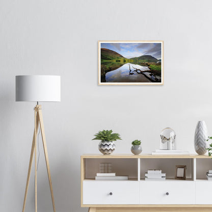 Tranquil framed print of Crummock Water branch and reflections