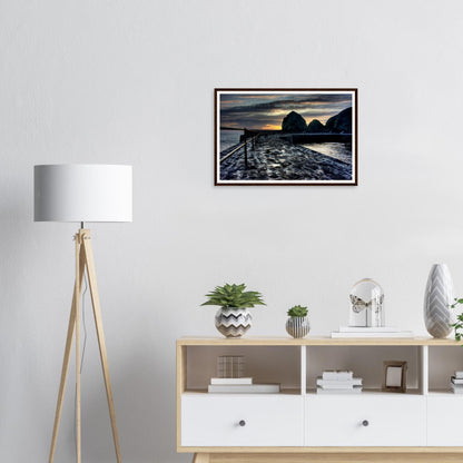 Framed print of Cornwall’s Mullion Cove at close of day