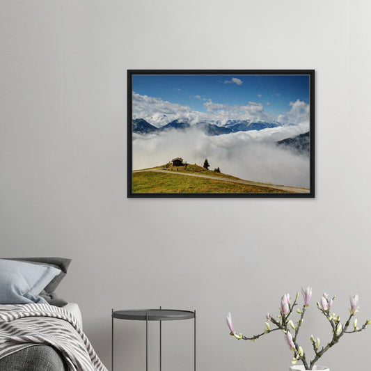 Framed canvas print of Panoramabahn Resterhöhe in the Austrian Alps