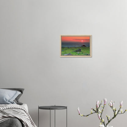 Dartmoor canvas print with ancient stones and sunset sky