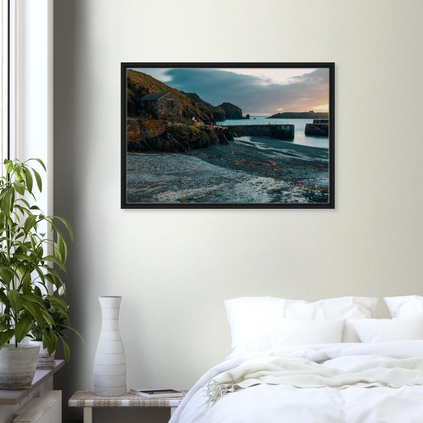 Evening light over Cornish harbour scene
