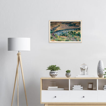 Iconic railway bridge Glenfinnan Viaduct framed landscape print