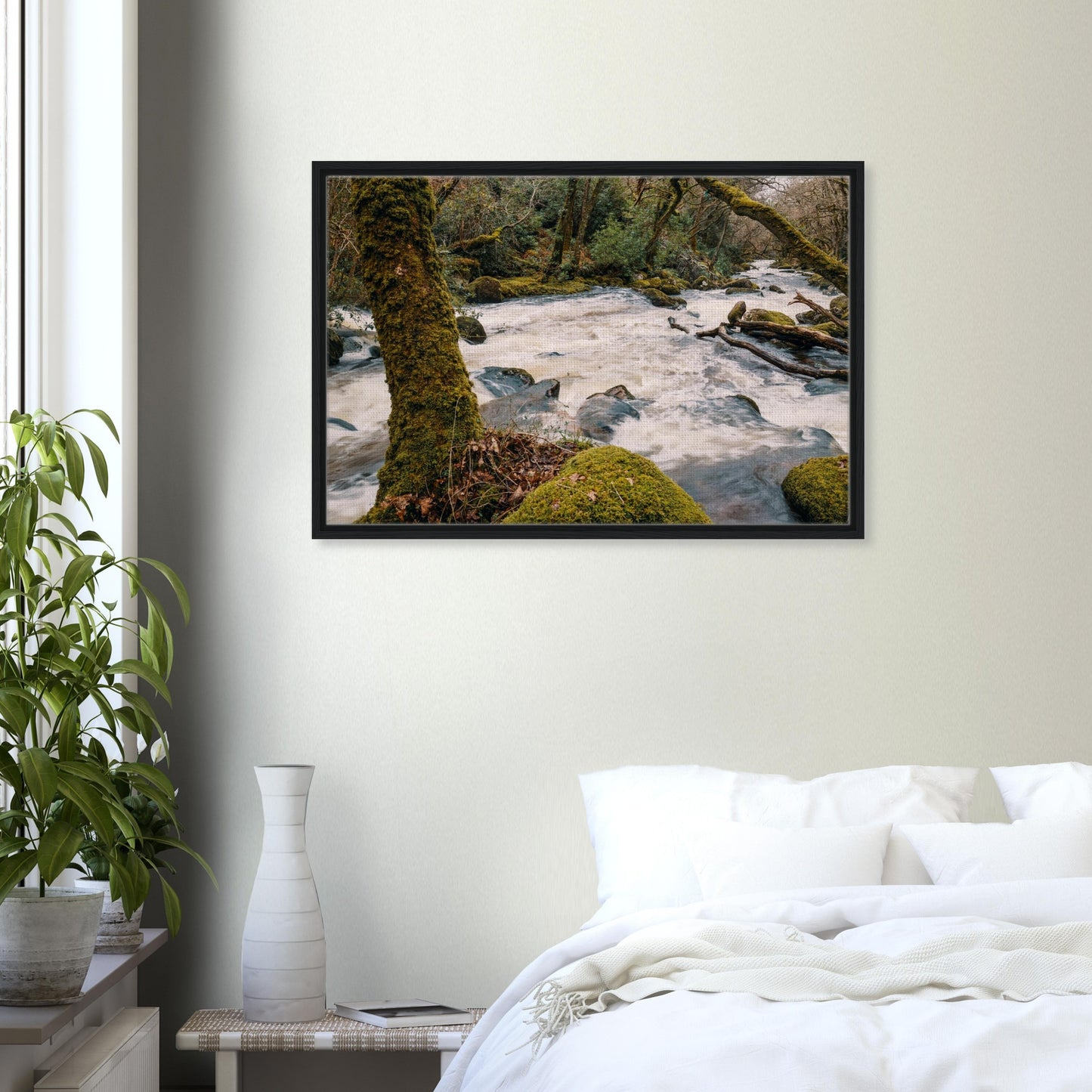 River Plym Dartmoor framed canvas with wild water motion