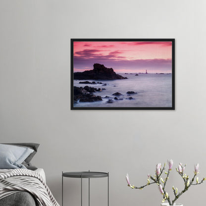 Framed canvas of Les Hanois Lighthouse at Guernsey sunset