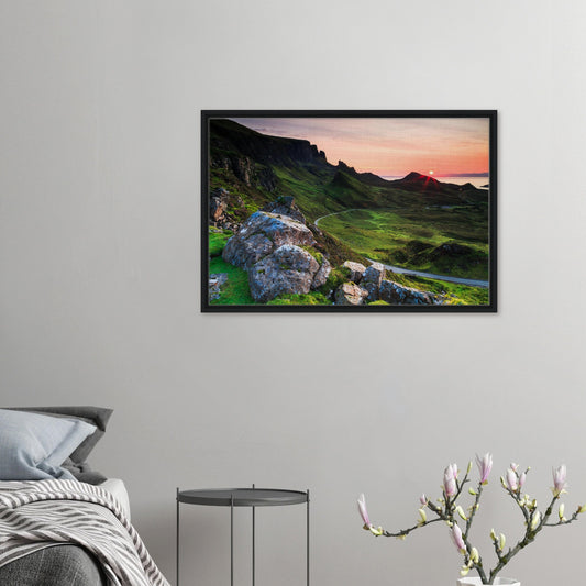 Framed canvas of The Quiraing at sunset on the Isle of Skye