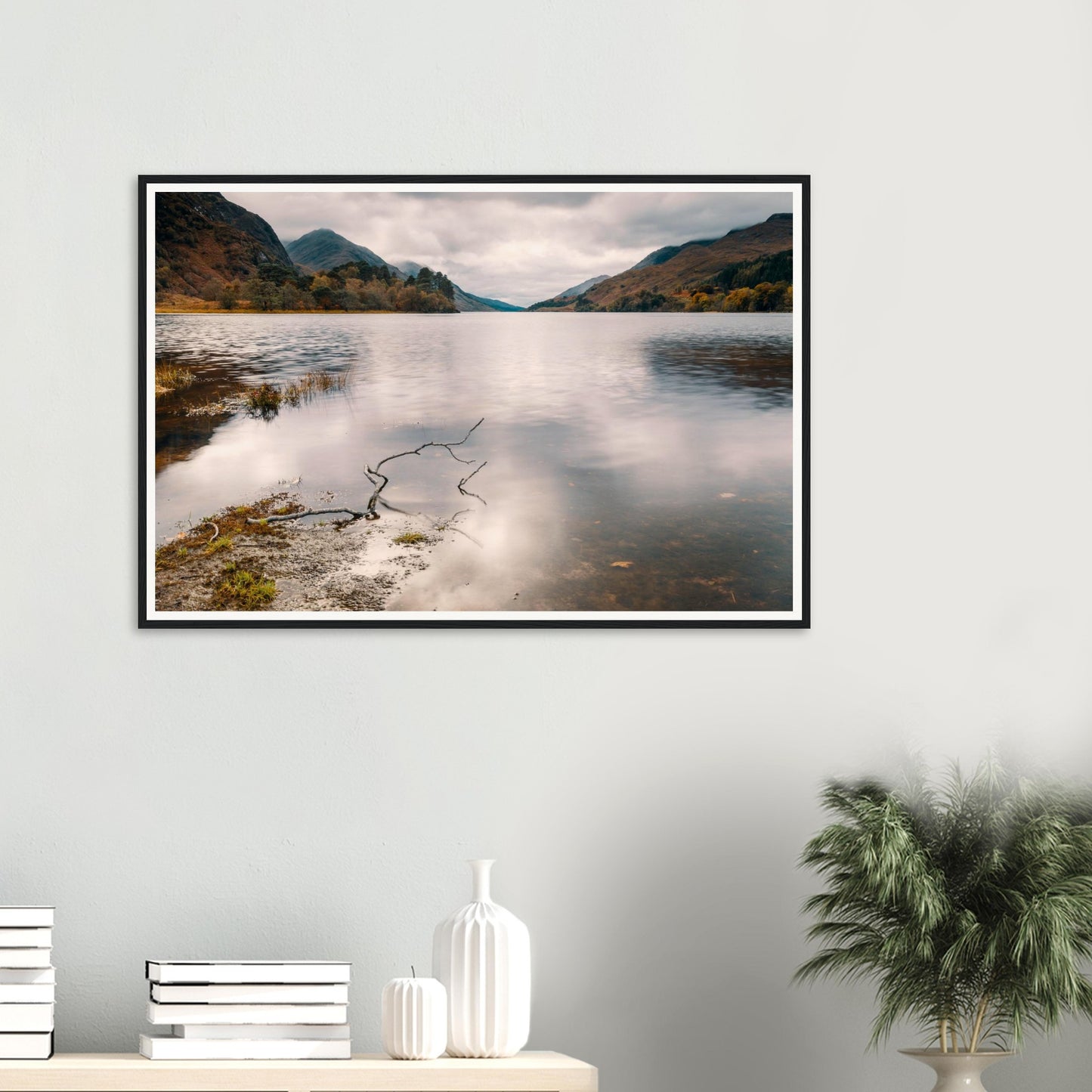 Serene Scottish framed print of Loch Shiel tranquil scene