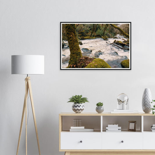 Framed print of River Plym rushing through Shaugh Prior Dartmoor