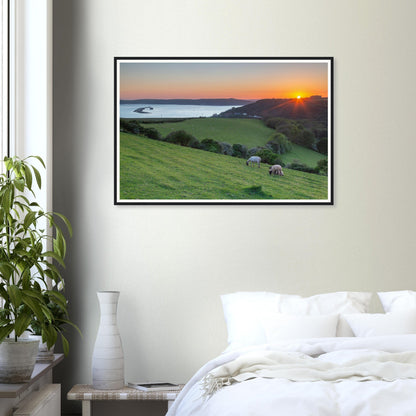 Peaceful framed wall art of Plymouth Sound evening seascape