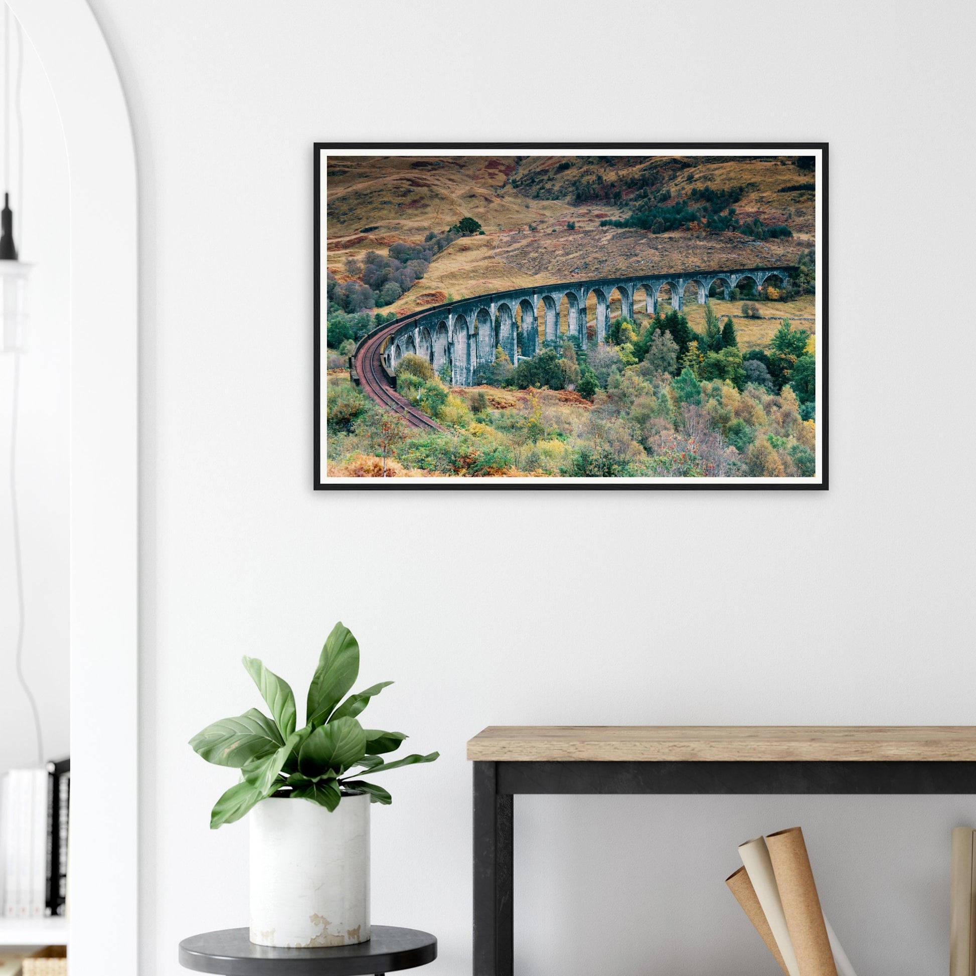 Scenic framed print of historic Glenfinnan Viaduct Scotland