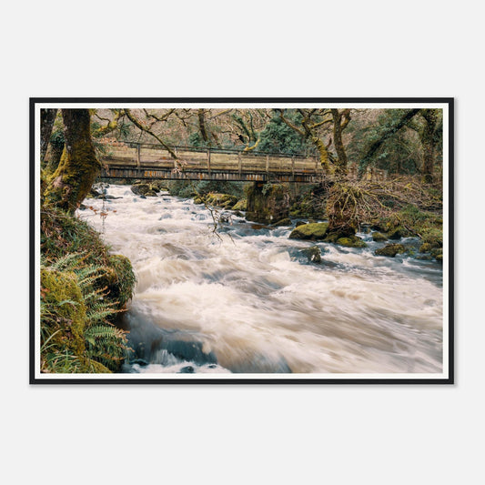 Rustic bridge over River Plym framed wall art Dartmoor National Park