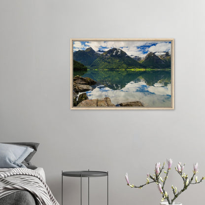 Strynevatnet framed wall art with lush green mountain slopes
